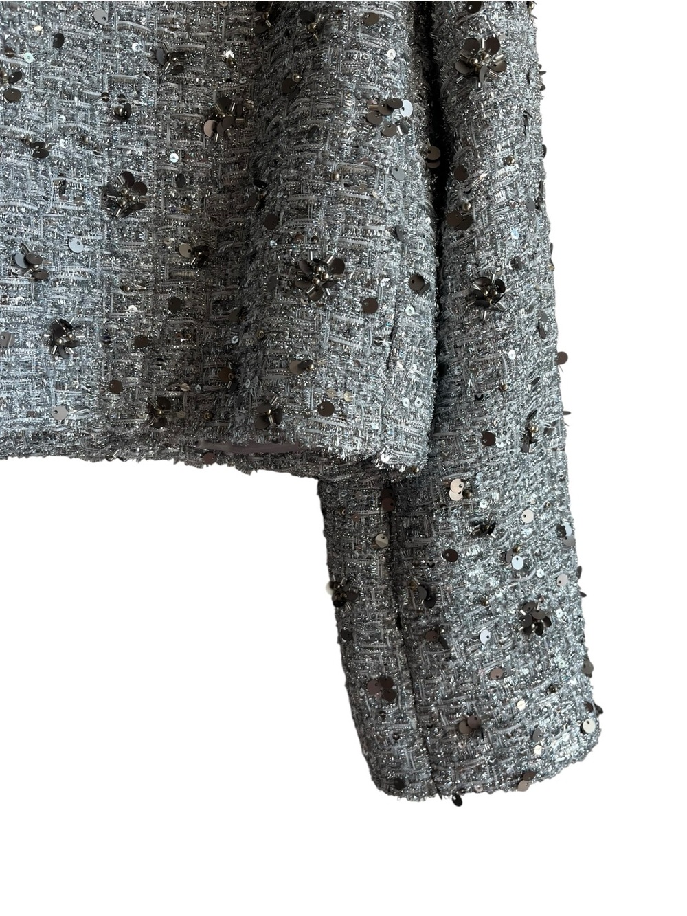 Zara ZW Collection Sequin Jacket Silver Size M NWT - Picture 8 of 15
